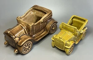 McCoy Pottery 'Excuse My Dust' Roadster & Enesco Model T Convertible Planters - Picture 1 of 23