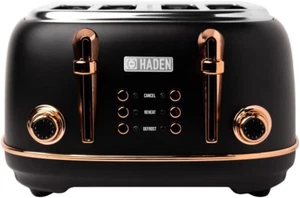 Haden Heritage Schwarz Toaster 4 Scheiben - Einstellbare Bräunungssteuerung, Aufwärmen und D - Bild 1 von 8