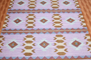 Afghan Kilim Turkish Decorative Wool Rugs 4x6 ft Pink Color Hand Woven Dhurrie