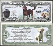Labrador Retriever Dog Certificate Million Dollar Bill Funny Money + Free Sleeve