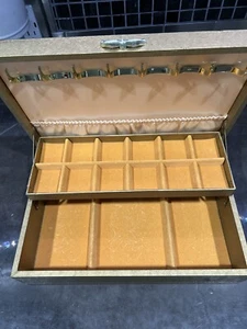 Mele Jewelry Box Large Two Tier With Hooks - Gold Color 12.5 x 8 x 3.75 in - Picture 1 of 12