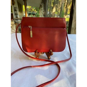 Giani Bernini Red Leather Crossbody Bag Purse 6.5" X 8.5" GUC FLAW GUC - Picture 1 of 10