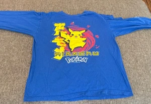 Vintage Pokemon Pikachu Longsleeve T-Shirt Youth XL 14-16 BLUE RARE EX COND - Bild 1 von 12