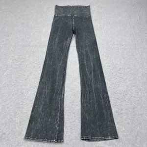 T Party Leggings Women's Small Black Mineral Wash Flap Pockets Flare Yoga Pants - Picture 1 of 12