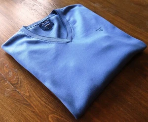 Suéteres para hombre talla L cuello en V 100 % algodón Pima azul - Imagen 1 de 11