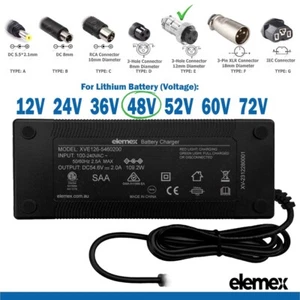 48V 2Ah Lithium Battery Charger eBike Electric Bike 3 Hole Female XLR 12mm - Picture 1 of 3