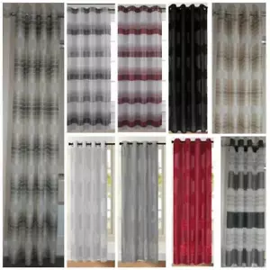 Voile Curtains With Eyelet Ring Top Heading Curtain Flock Damask Single Panel - Picture 1 of 36