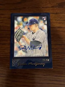 2017 Topps Gallery Auto Jordan Montgomery RC #129 Blue Parallel Auto /50 Rangers - Picture 1 of 2