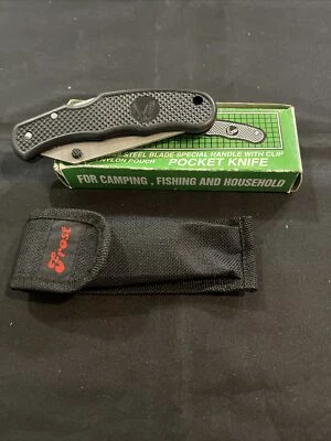 Folding Pocket Knife Stainless Steel Blade ~ Black Handle Tactical Frost Cutlery - Image 1 of 3