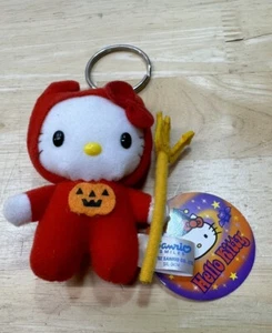 Neu mit Etikett Halloween Teufel Hello Kitty Plüsch Schlüsselanhänger 2002 NEU Sanrio SELTEN Vintage - Bild 1 von 3