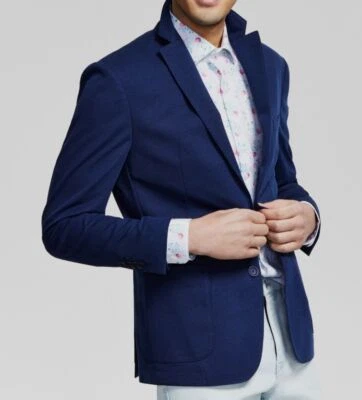 Blazer Bar III Para Hombres Azul Sólido Ajustado Abrigo Deportivo Traje Chaqueta Talla 40S Foto 1 de 2