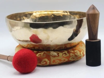 Cuenco de canto tibetano de 18 pulgadas hecho a mano en Nepal, cuenco de yoga para meditación, chakra Foto 1 de 4