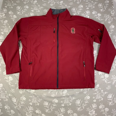 Stanford Cardinals Jacket Mens 2XL XXL Soft shell Full Zip Embroidered Red Cover