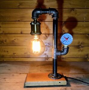 Unique Table Lamp Handmade, Edison Bulb, Bedside Light Industrial Design, Gauge