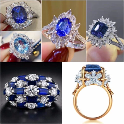 Splendido anello donna zircone cubico placcato argento 925, placcato oro gioielli misura 6-10