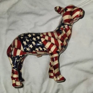 9" 80s Donkey American Flag Red White La Vie Porcelain Stars Stripes Patriotic - Picture 1 of 5