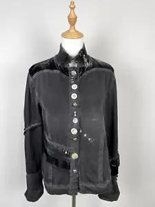 Bottega Black Long Sleeve Big Buttons High Neck Comfort Italian Cardigan Sz L - Picture 1 of 20
