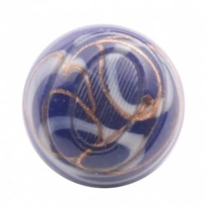 Antique Czech white blue swirl aventurine goldstone ribbed glass button 16mm - Picture 1 of 4