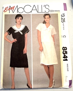 McCalls 8541 Dress Sailor Collar Short Sleeves FF Bow Detail Bust 32.5-34 - Picture 1 of 4