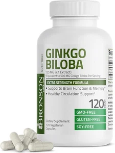 Bronson Ginkgo Biloba Extra Supports Brain Function & Memory Support, 120 capsul - Picture 1 of 4