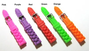 Correa de reloj de goma de silicona 16 mm rosa verde púrpura gris naranja - Imagen 1 de 8
