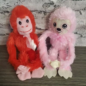 Greenbrier Hanging Red Monkey, Pink Sloth Plush Stuffed Valentine's Day Animals - Picture 1 of 7
