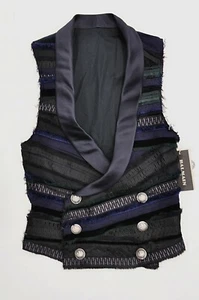 NWT $3990 Balmain Paris Men's Silk Tuxedo Colorful DB Waistcoat Vest Sz 44/34 US - Picture 1 of 4