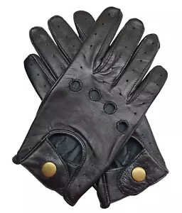 New Men's Premium High Quality Soft Black Real Leather Classic Driving Gloves - Picture 1 of 59