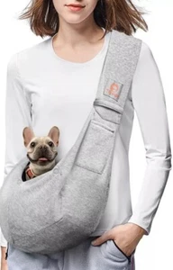 Dog Sling Carrier for Small Dogs - Hands Free Reversible Pet Papoose Bag - Picture 1 of 5