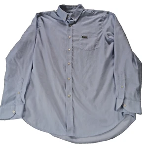 Camisa deportiva de algodón azul con botones Lacoste FR 41 EE. UU. M/L logotipo trofeo cocodrilo - Imagen 1 de 9