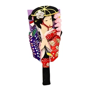 Japanese Oshie Hagoita Kabuki Doll Paddle 6in Fuji Musume w/ Stand Gift - Picture 1 of 4