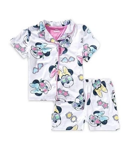 Centric Brands Minnie Mouse Girls’ 2pc Pajama Set – Button-Down Collared Top - Picture 1 of 6