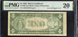 1935 $1 Inverted Back Error PMG VF20 Silver Certificate Fr1607 Julian-Morgenthau - Picture 1 of 2