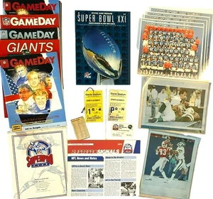 Lotto 19pz Memorabilia Calcio NY Giants 1986-7 Biglietti Foto Programma Super Bowl - Foto 1 di 16