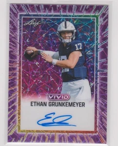 Ethan Grunkemeyer PURPLE LASER Autograph Auto SSP #7/7! 2025 Leaf Vivid PSU - Picture 1 of 2