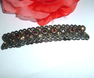 Haarspange CITRIN UND BERNSTEIN STRASS MESSING NEU MIT ETIKETT - Bild 1 von 4