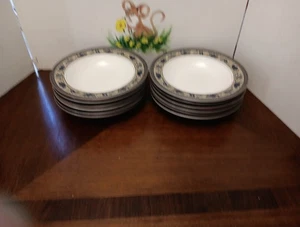 Mikasa Intaglio Arabella Rimmed Soup Bowls Set Of 12 ~ 9.25" ~ - Picture 1 of 3