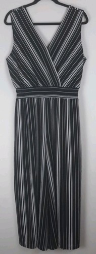 ALYX Vestito Tuta Donna XL Nero Bianco Righe Cropped Gamba Larga Elasticizzato Vita