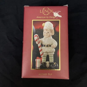 Lenox Merry Elf Figurine Candy Cane Present Hand Painted Christmas Holiday - Picture 1 of 6