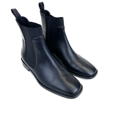 (OBO) Everlane Mujer Chelsea Puntera Cuadrada Botas Cuero Negro Talla 7.5 Italia Foto 1 de 4