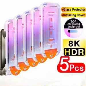 5-Pack Screen Protector Oleophobic Glass Fits iPhone 7–16 Pro Max All Models - Photo 1 sur 6