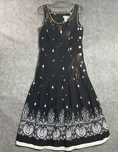 Coldwater Creek Dress Womens Medium Black Geometric Upcycle Boho Whimsy Goth - Picture 1 of 11