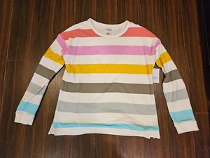 NWT Croft & Barrow Long Sleeve Crewneck Sweater Rainbow Womens Crewneck Medium M - Picture 1 of 3