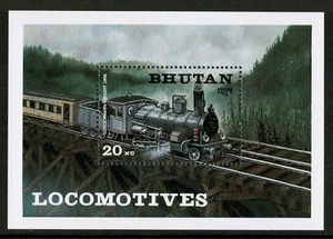 107. BHUTAN 1984 STAMP M/S STEAM LOCOMOTIVES . MNH - Picture 1 of 2
