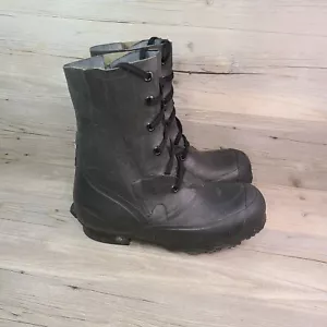 Vintage HOOD US Military Issue schwarze Gummi Schnürstiefel Größe 8R - Bild 1 von 10