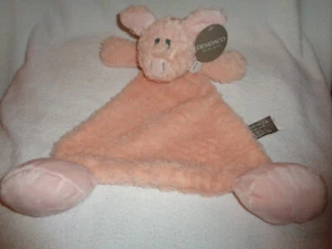 Pig shaped Security Blanket Pink Plush Pudder Baby Rattle Demdaco Nat & Jules - Picture 1 of 10