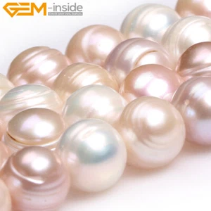 Round Freshwater Pearl Natural Stone Spacer Beads For Jewelry Making 15" 11-12mm - Picture 1 of 29