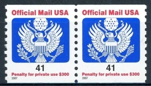 OFFICIAL MAIL $.41 Coil PAIR Dated 2007 MNH VERY FINE Scott's O-162 Matte Gum - Picture 1 of 2
