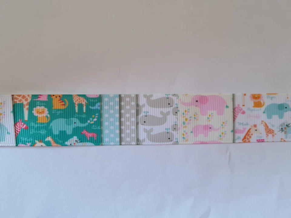 2 meters of pastel animal print grosgrain ribbon 1" wide - Image 1 of 1