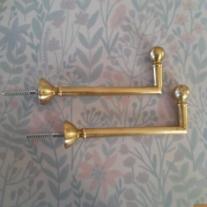 Pair Vintage French Brass Curtain hooks/tie backs. Round finials. 11 cms - Picture 1 of 4